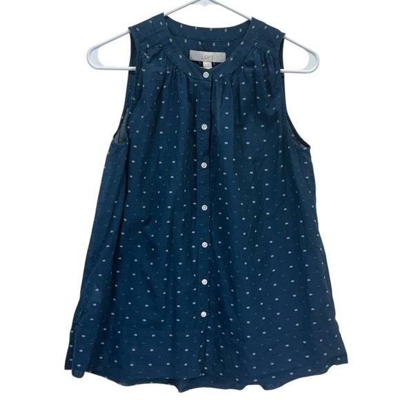 LOFT Tops - LOFT Navy Polka Dot Sleeveless Top  NWT
Size XS